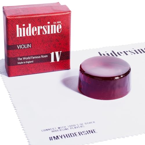 Hidersine violin rosin with red box on a white background